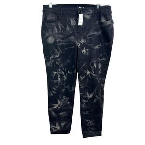 Loralette Womens Jeans Modern Abstract Tie Dye Black Gray Plus Size 20*